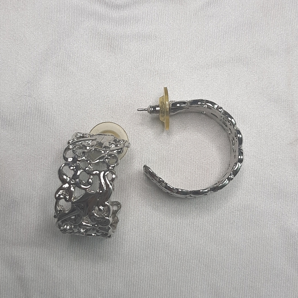 Silver Filagree Hoop Earrings